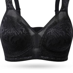 Black Full-Coverage Bra with Adjustable Straps